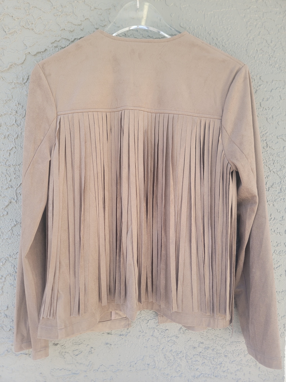 Cupcakes and Cashmere Faux Suede Fringe Jacket Tan Boho Western cowgirl Small - Picture 6 of 10